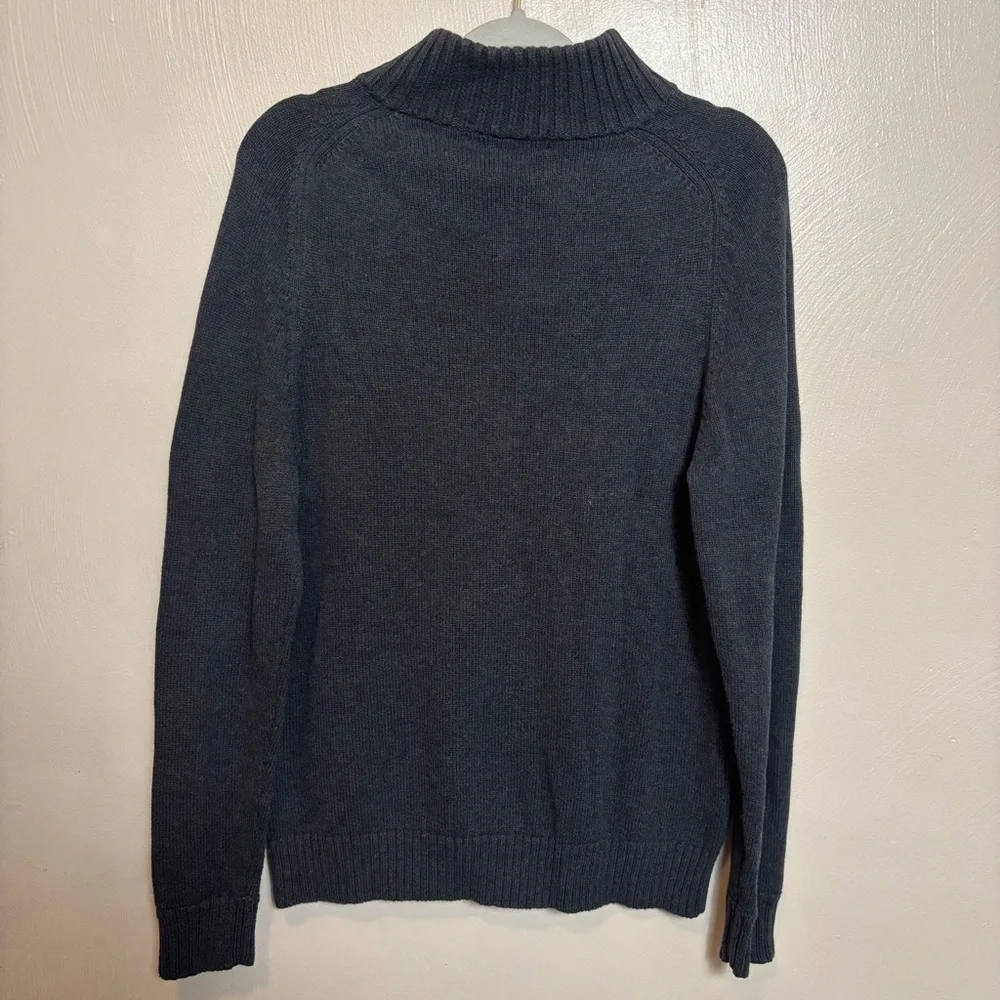 J. Crew Men's Sweater Pullover Quarter 1/4 Button Up 100% Cotton Gray Size Large